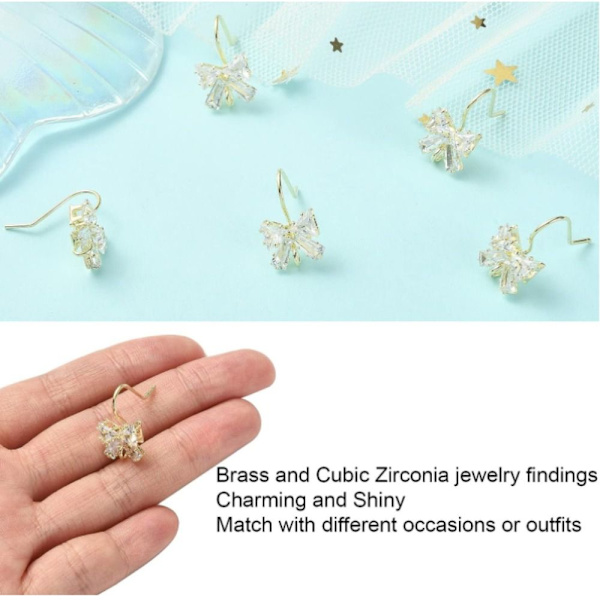 20st Cubic Zirconia Krokar Örhängen Krokar Bowknot Mässing Krokar