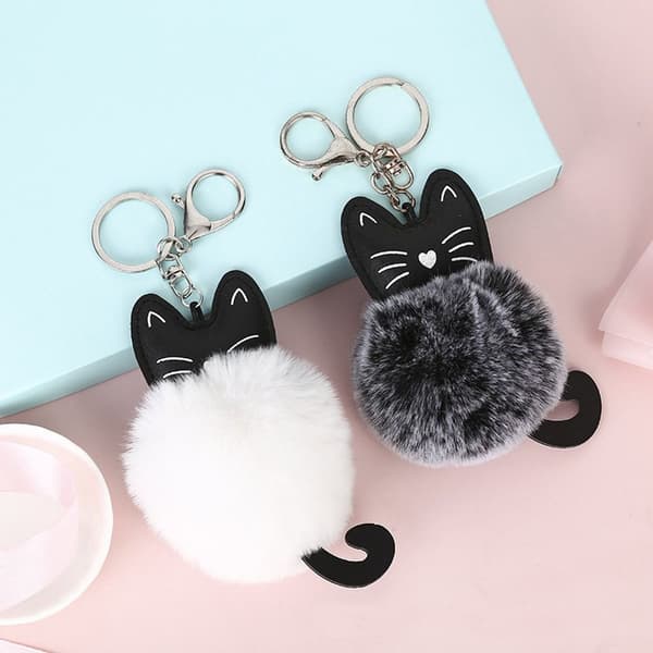 3 Stk Cat Shape Pendler Bilnøglering SORT Black