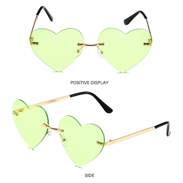 Rimless Heart Aurinkolasit Pink Hippie Aurinkolasit VAALEAN VIHREÄ Light Green