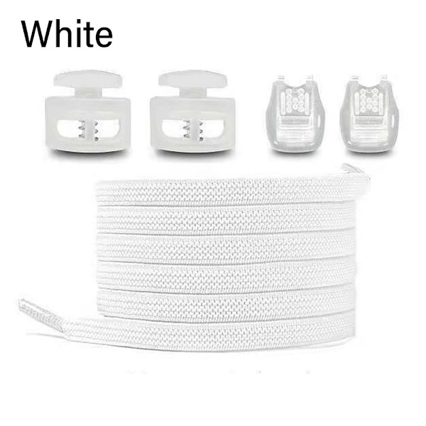2 Par No Tie Snørebånd Snørebånd Uden Slips HVID white