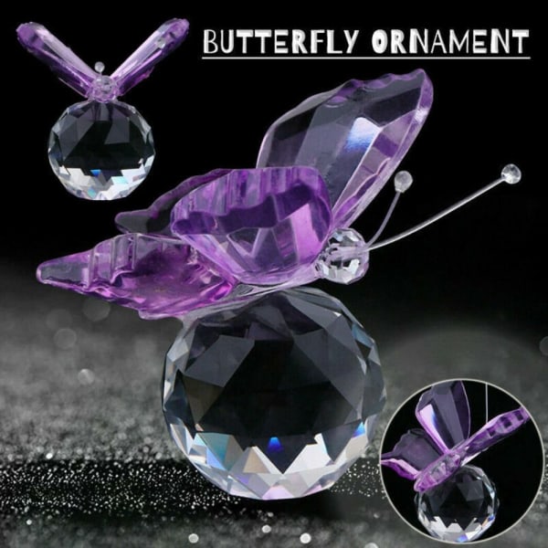 Crystal Butterfly Statyett Glas Miniatyr ROSA Pink