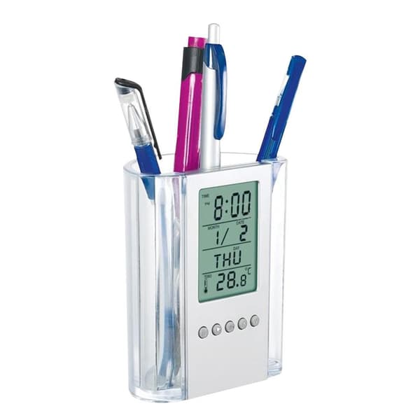 Blyantholder Digital LCD skrivebordsvækkeur