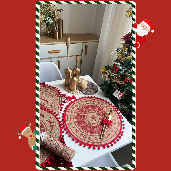 Julunderlägg i jute Vävd bordstablett RÖD C C RED C-C