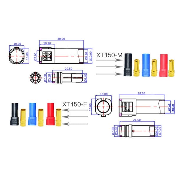 3 par XT150-stikadapter-interfacestik 3 pair