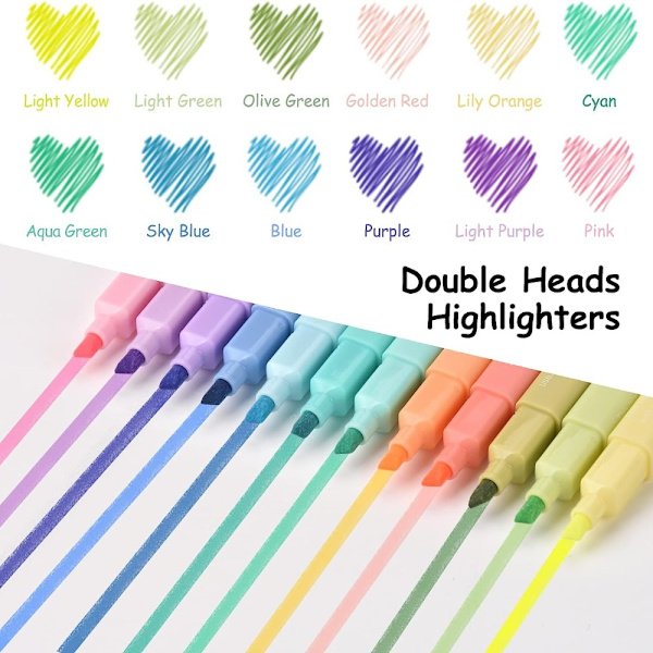 Quick Dry Highlighters Marker Æstetisk Pastel