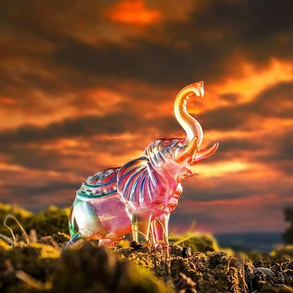 Crystal Thai Elephant Statue AB Fargerik elefantdekorasjon