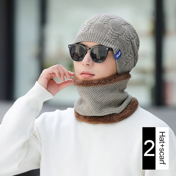 Stickad mössa mössa halsduk 3 3 3
