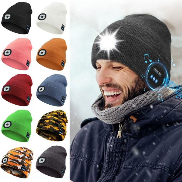 Bluetooth-yhteensopiva kuulokehattu LED- cap TURMAA ORANSSI Dark Orange