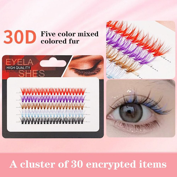 Färgade fransar Fluffy Mink Lashes Fransar med färg