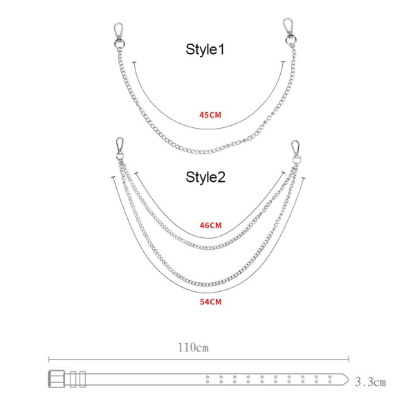 Punk taljebælte Goth linning MULTI STYLE1 STYLE1 Multi Style1-Style1