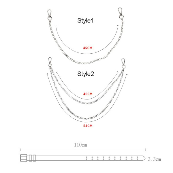 Punk taljebælte Goth linning SORT STYLE2 STYLE2 Black Style2-Style2