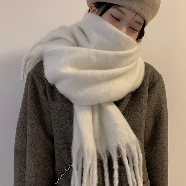 Vinter Cashmere tørklæde Lange kvast tørklæder SORT Black