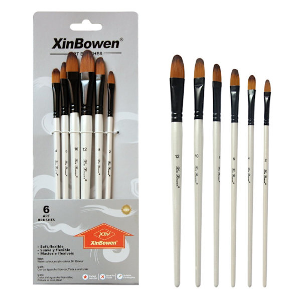 6 kpl Nylon-harja Hiusten Vesiväriharja NAIL ROUND NAIL Nail Round