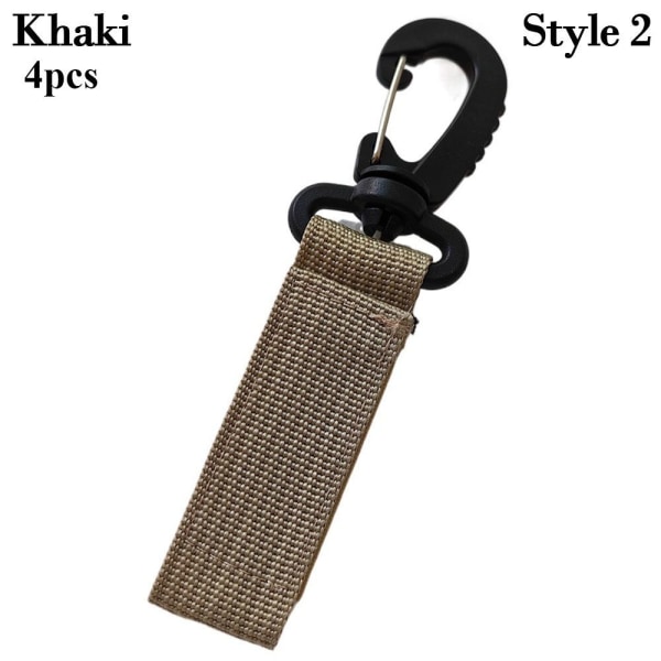 4 stk Webbing rygsæk strop Quickdraw karabinhage KHAKI STYLE 2 Khaki Style 2-Style 2
