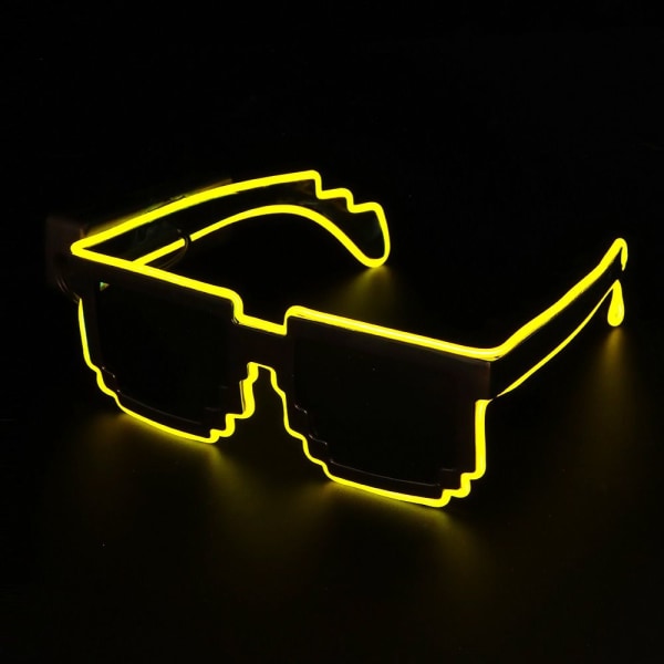 Mosaic LED Glasögon LED Light-up Glasögon Glow in the Dark GUL Yellow