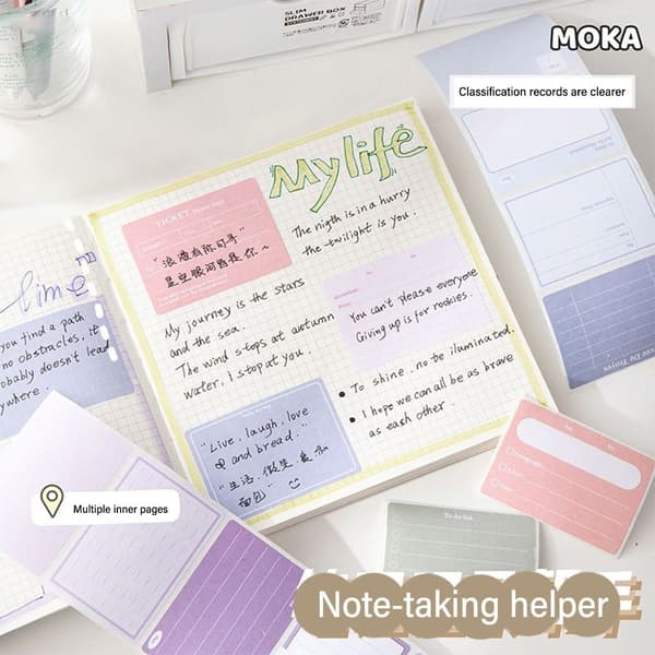 256 st/låda Memo Pad Study Sticky Note 02-GRADIENT LILA 02-Gradient Purple
