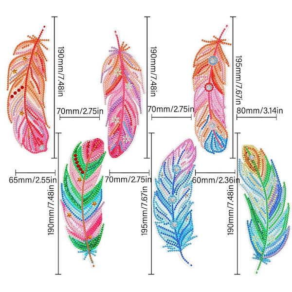 6 kpl / set Feather Bookmark Diamond painting Kirjanmerkki 03 03 03