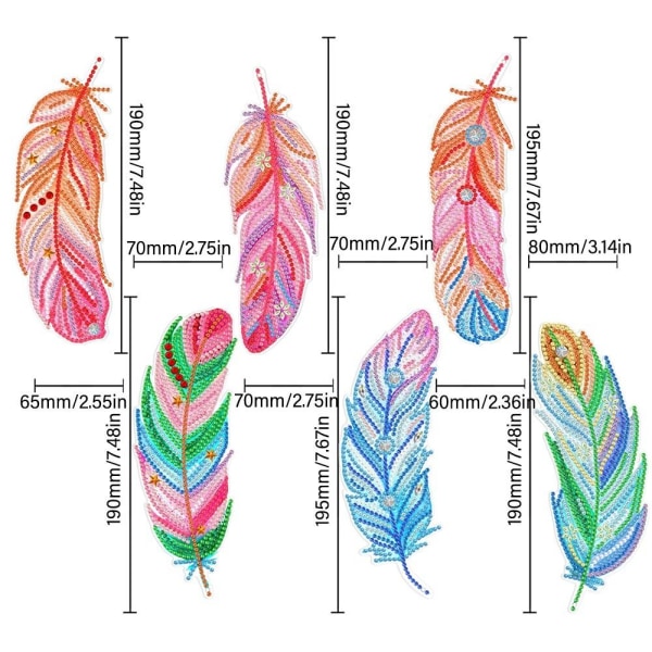 6 kpl / set Feather Bookmark Diamond painting Kirjanmerkki 04 04 04