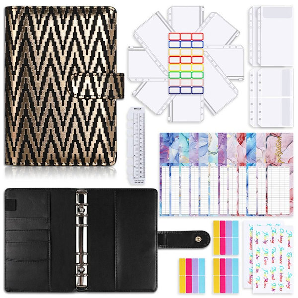 Budget Binder Money Organizer for kontanter KUN SORT SKAL KUN black only shell-only shell