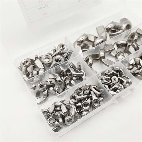 100 STK vingemøtrikker Assorted Kit Fasteners Dele
