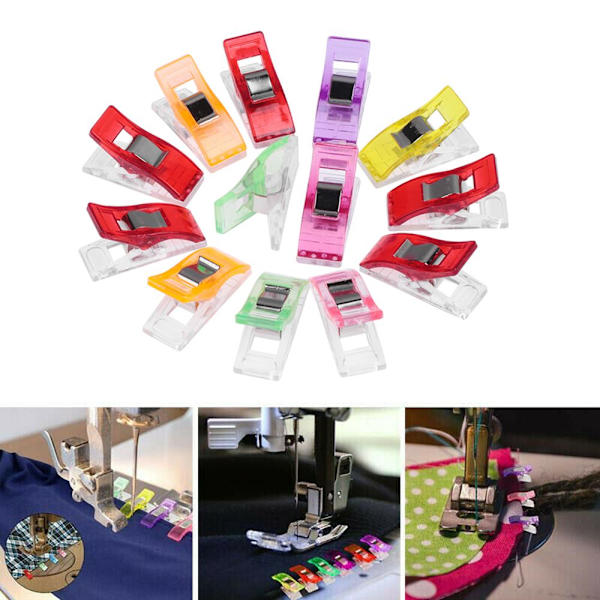 100 stk. Syklips Tøjclips Bindingsklemmer Patchwork Stof