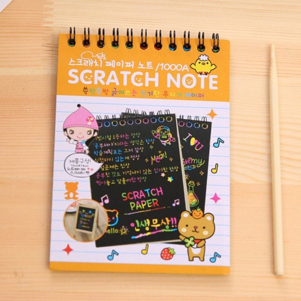 Scratch Paper Art Rainbow Scratch Note Book ROSA MED 2 LINJER Pink With 2 rulers-With 2 rulers