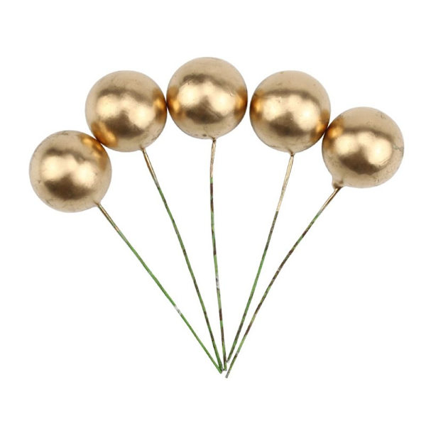 Gyldne Kugler Kage Toppers Kagedekoration GULD 3CM Gold 3cm