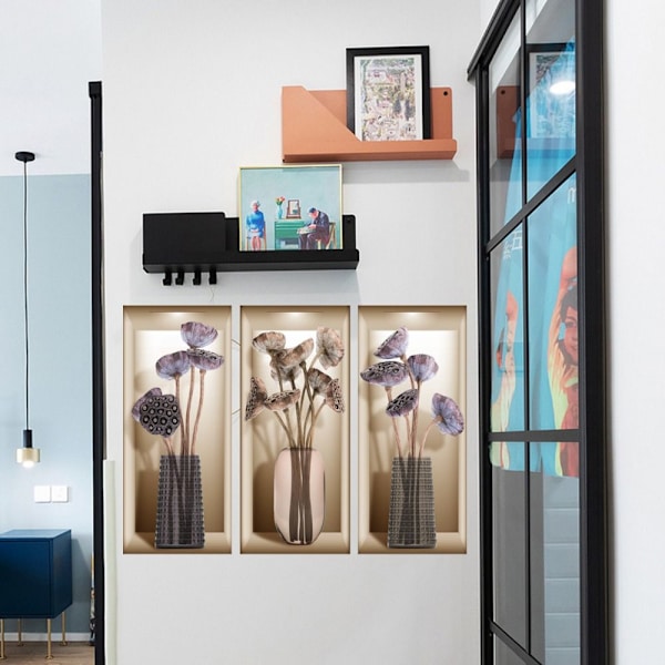 3D Växt Väggdekal Växter Väggdekor Lotus blomkruka