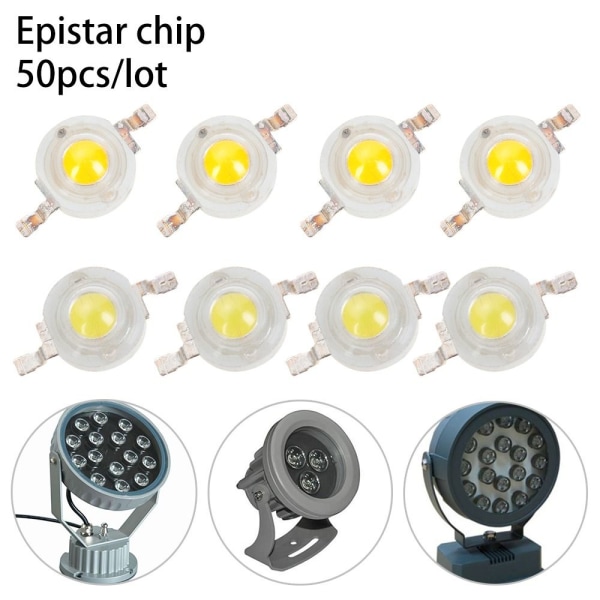 50 STK LED-lampeperler 1W 2W 3W HVIT 2W 2W white 2W-2W