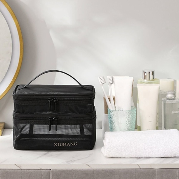 Makeup Taske Rejse Kosmetik Taske SORT ENKELT LAG black single layer-single layer