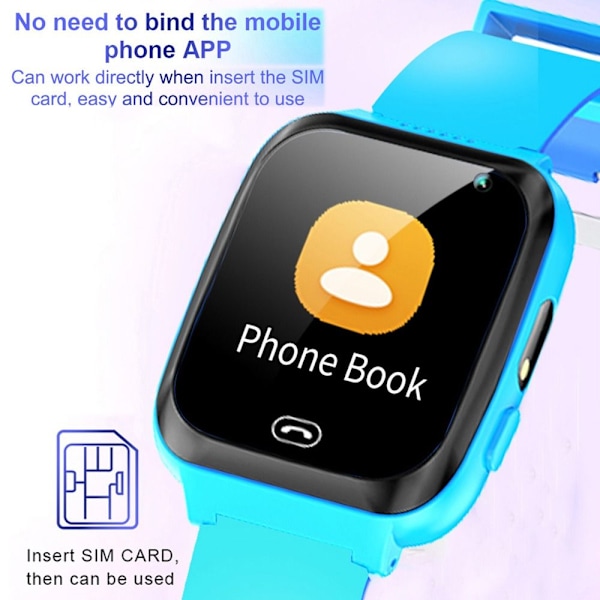Smartklokke Barnetelefonklokke BLÅ blue