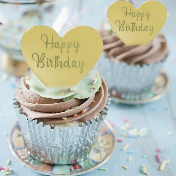 10st Cake Top Flagga Cupcake Topper GULD HEXAGONAL HEXAGONAL Gold Hexagonal-Hexagonal