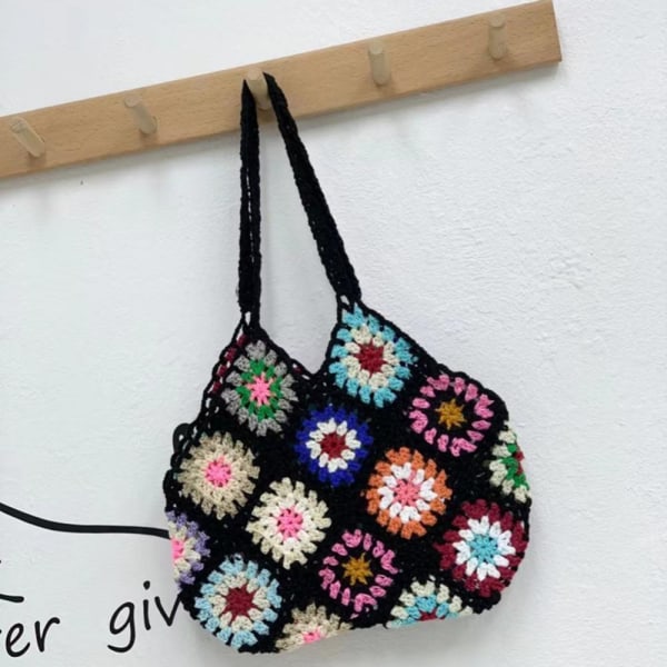 Udskåret Boho Bag Tote Bag BLÅ blue