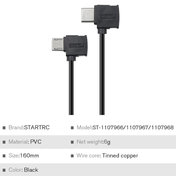16cm kaukosäätimen datakaapeli DJI Mini 3 PRO/2/SE/Air 2/2S