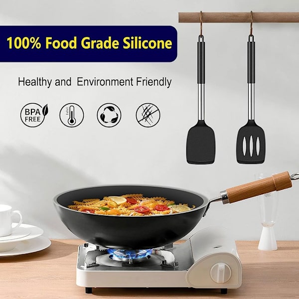 Rustfrit stål køkkengrej sæt Non-stick spatel GRÅ grey
