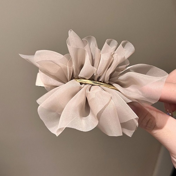 Chiffon Blomster Hår Clip Hestehale Clip KHAKI Khaki