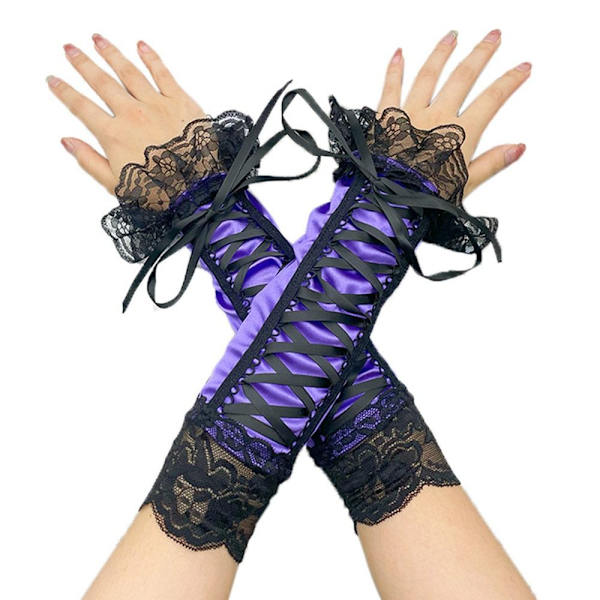 Lace Long Gloves Halvfingerhandskar BLÅ blue