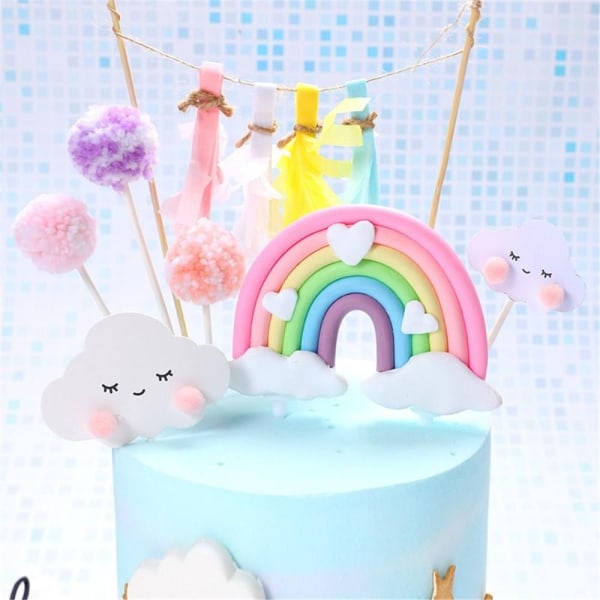 5 st Födelsedagstårta dekorationer Rainbow Cake Toppers 2 2 2