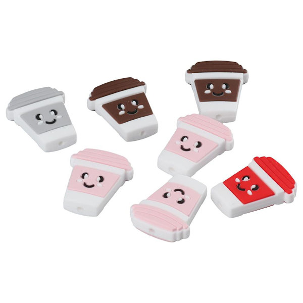 18 stk tegneserie kaffekop perler Silikone print perler flade perler