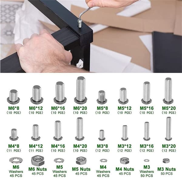540st Muttrar och bultar Kit Bultar och muttrar Brickor sortimentssats