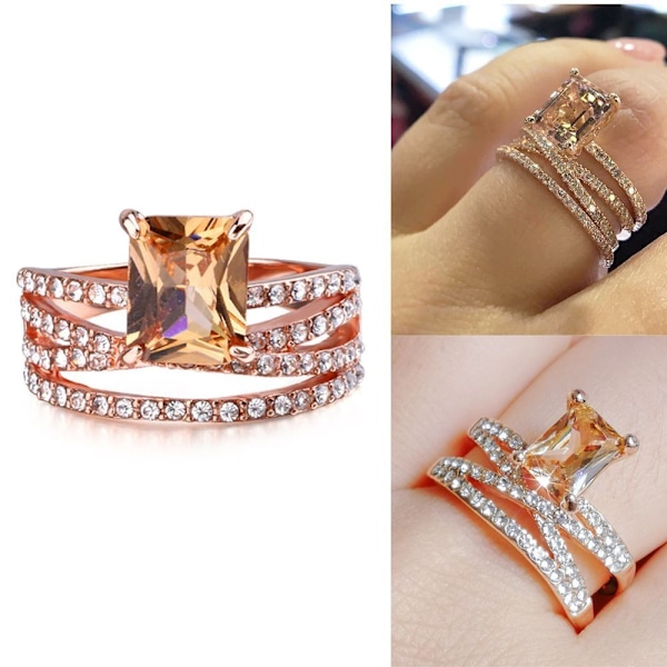 2 cps firkantede zirkonringe fingerring 7 7 7