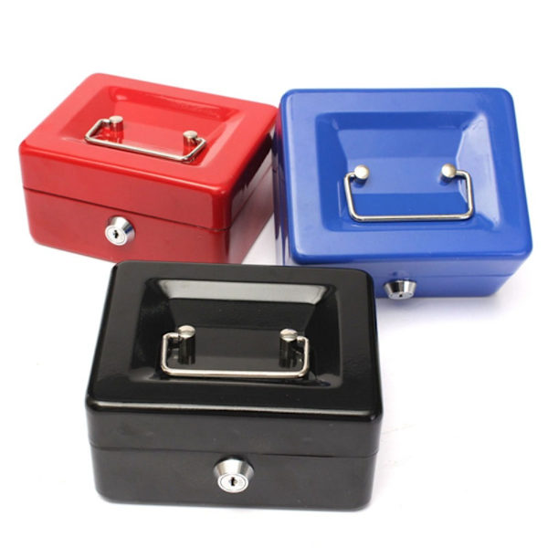 Metal Kasseboks Sikkerhed Pengeskab SORT 20CM X 16CM X 9CM BLACK 20cm x 16cm x 9cm