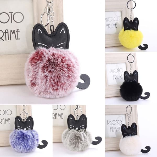 3 Stk Cat Shape Pendler Bilnøglering SORT Black