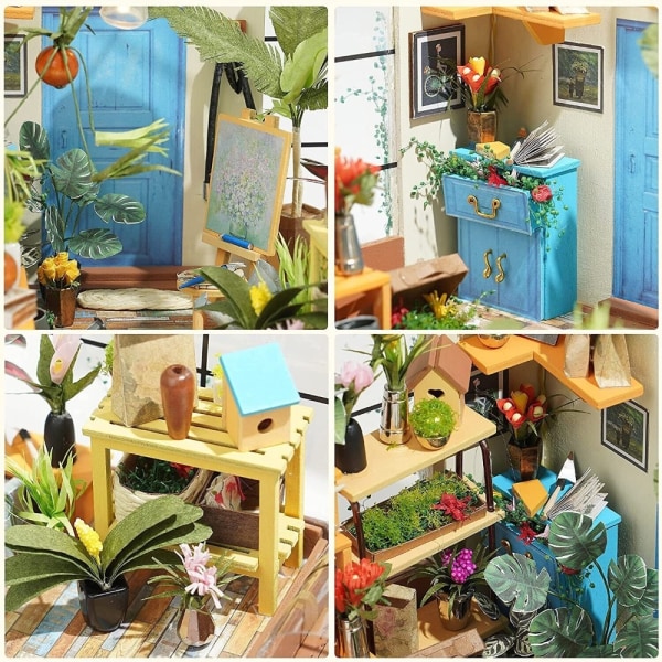 Miniatyr dockskåp gör-det-själv stuga dockhus i trä