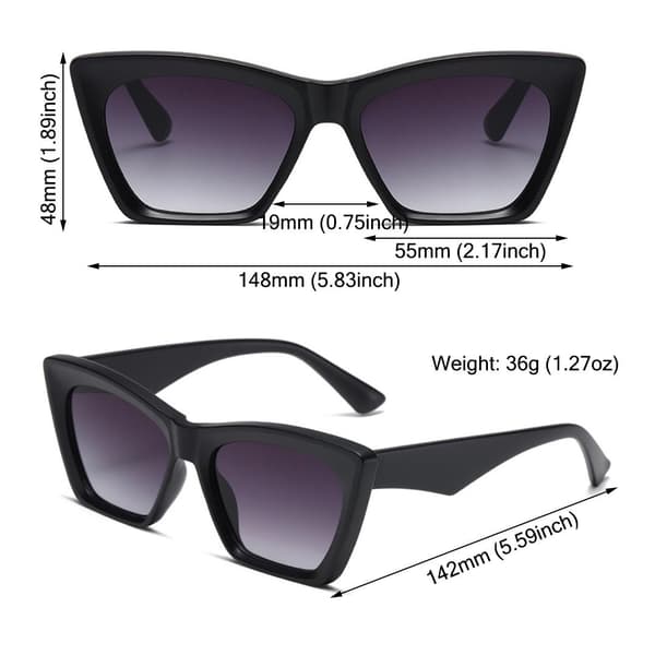Cateye-solbriller til kvinder Firkantede solbriller SORT LEOPARD-GRÅ Black Leopard-Grey