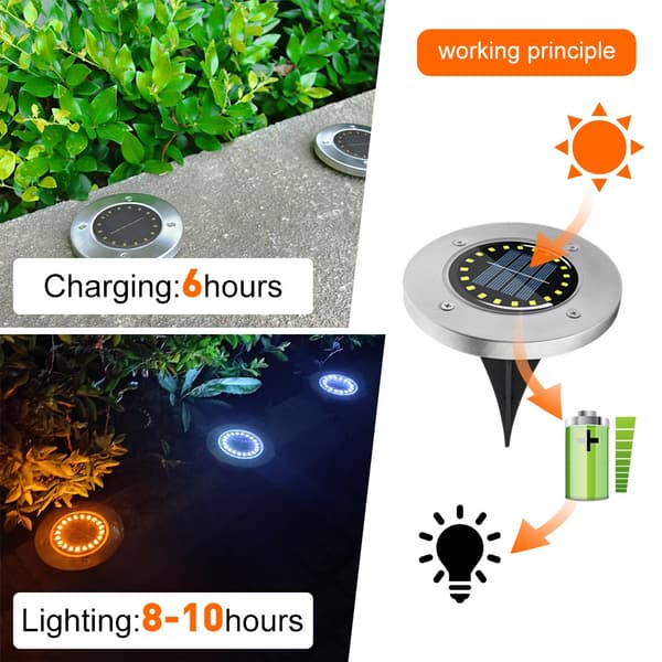 Solar Underground Light 16LED-lampa VIT LJUS VIT LJUS white light
