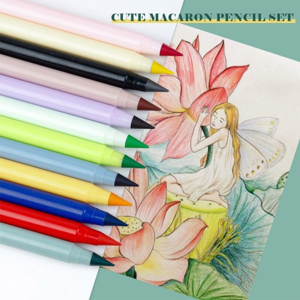 12 Farver/Sæt Farveblyant Eternal Pencil HB Ubegrænset skrivning