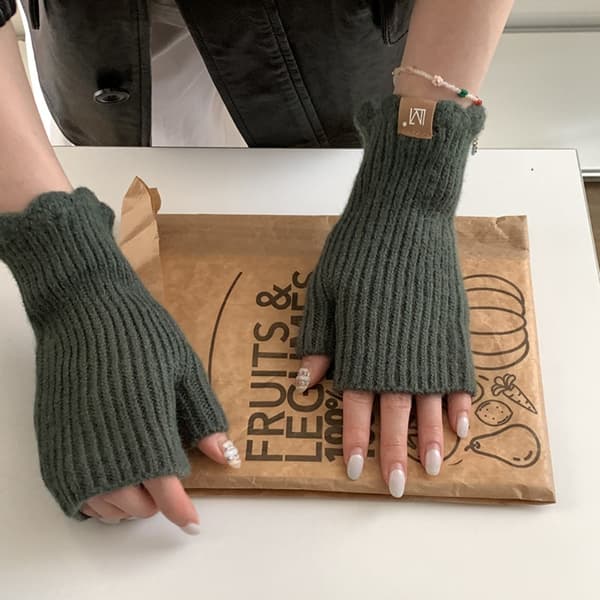 1 par halvfingerhandsker fingerløse vanter SORT Black