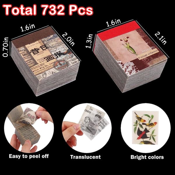 732 stk Vintage papir scrapbogspapir 2 2 2