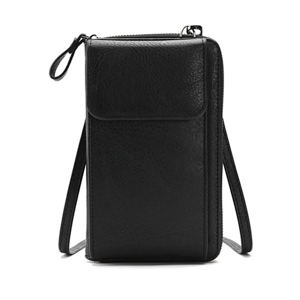 Clutch Wallet Crossbody nahkalaukku MUSTA Black